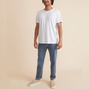 Marine Layer Men's Classic White Crewneck Tee Casual Minimalist Clean Simple